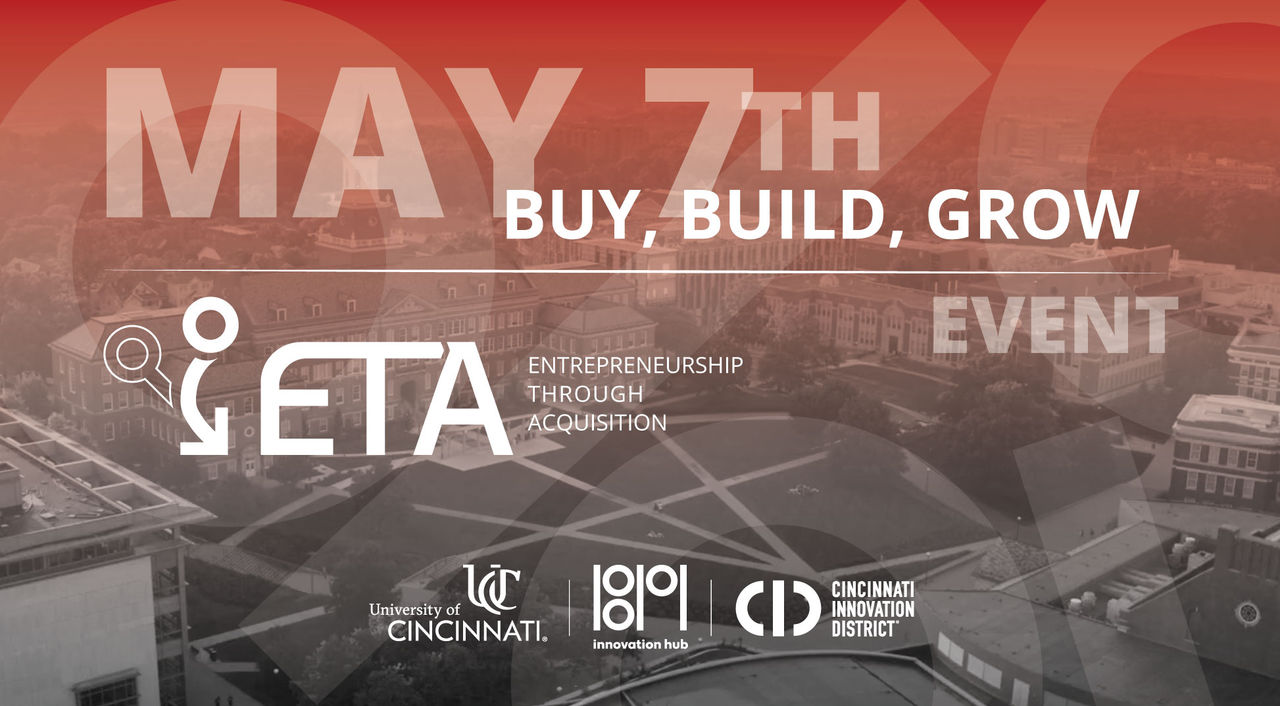 Header image for the ETA conference event that is red and black, and says May 7, Buy, Build, Grow" with the ETA logo