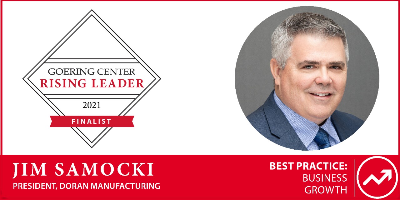 Jim Samocki headshot and Rising Finalist badge for Business Growth