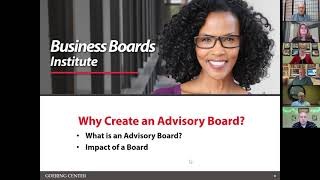 Slide from Overview video asking why create a business board