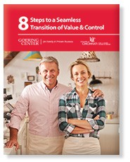 Ebook cover that reads "8 Steps to a Seamlesss Transition of Value & Control; Goering Center; University of Cincinnati Carl H. Lindner College of Business"