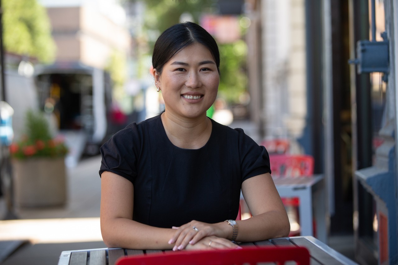 Behind the scenes at the filming of the Lindner College of Business graduate programs marketing video.